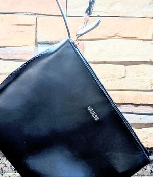 Guess Black Leather Wristlet Toiletry Pouch